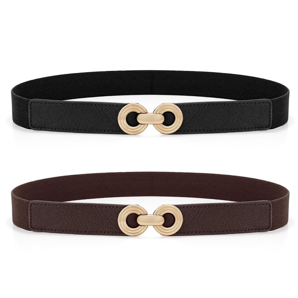 1829 2 Pack Women Skinny Elastic Belt For Dresses Ladies Thin Stretchy
